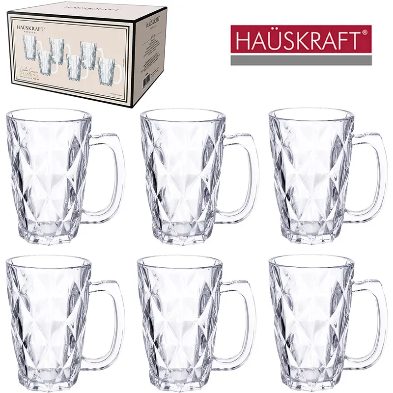 JOGO DE CANECA XICARA DE VIDRO PARA CAFE / CAPPUCCINO LINHA SERVIR DIAMOND HAUSKRAFT PREMIUM 6 PECAS 300ML