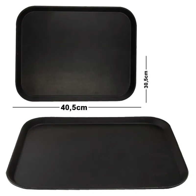 BANDEJA DE PLASTICO RETANGULAR ANTIDERRAPANTE PARA GARCOM 40,5X30,5CM