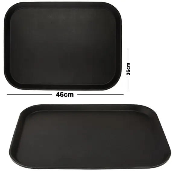BANDEJA DE PLASTICO RETANGULAR ANTIDERRAPANTE PARA GARCOM 46X36CM