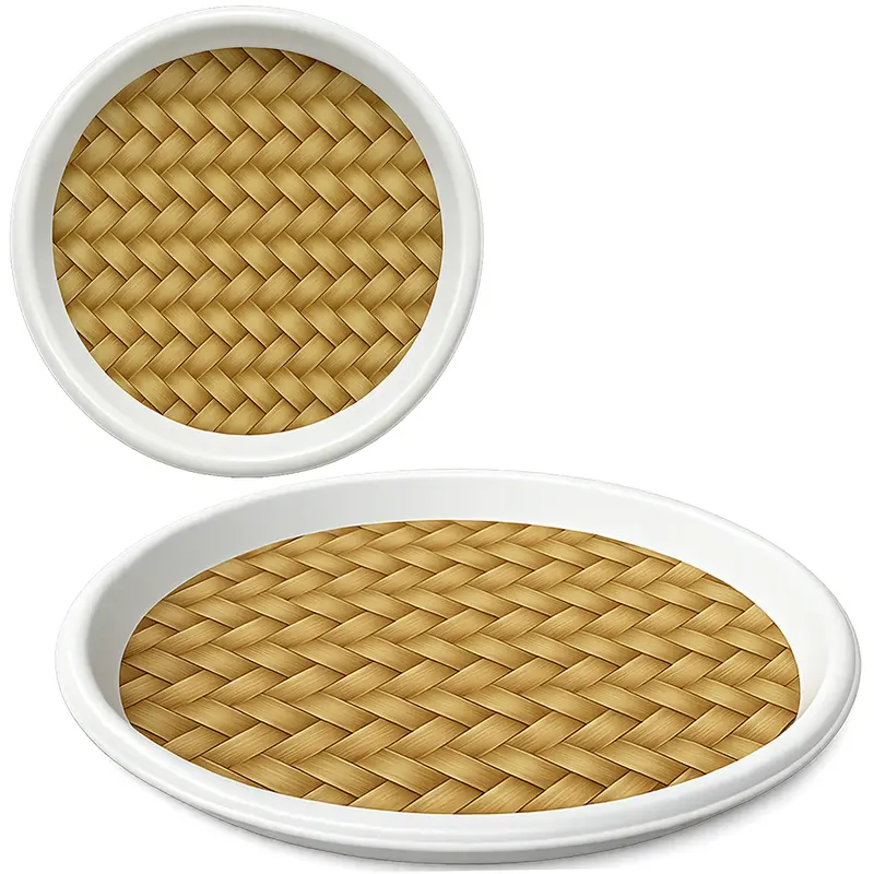 BANDEJA DE PLASTICO REDONDA RATTAN 32CM DE Ø