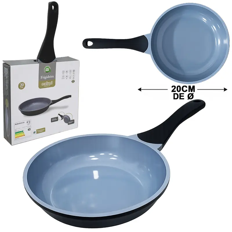 FRIGIDEIRA INDUCAO E FOGAO A GAS REVESTIDA CERAMICA ANTIADERENTE PFOA E PTFE EXCILON ECOLUMI PREMIUM 20CM DE Ø 900ML