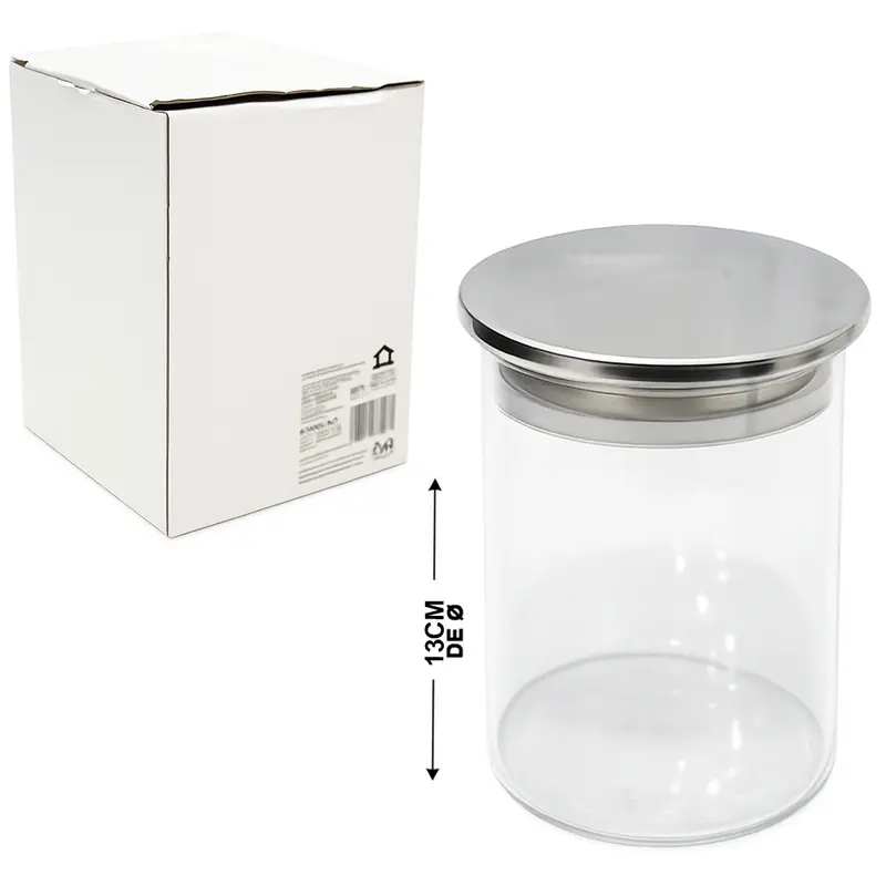 POTE DE VIDRO BOROSSILICATO REDONDO COM TAMPA HERMETICA DE INOX 700ML
