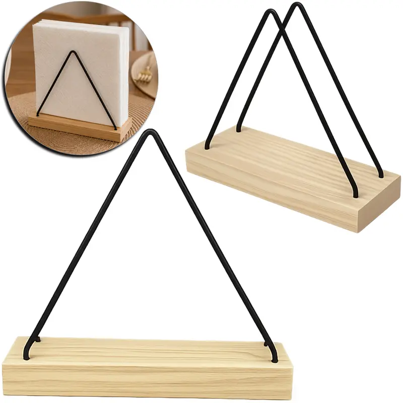 PORTA GUARDANAPO ARAMADO BLACK COM BASE MADEIRA MDF 15X13,5X6CM