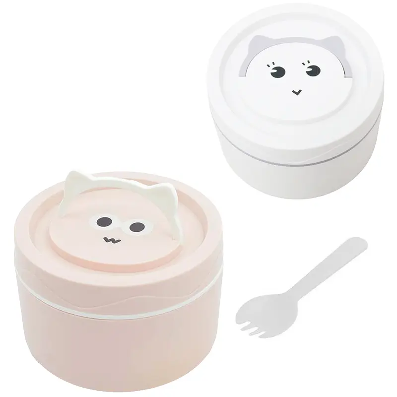 MARMITA DE PLASTICO REDONDO BICHINHO COM COLHER GARFO + TAMPA E ALCA NEX COOK 700ML 8,5X13CM DE Ø