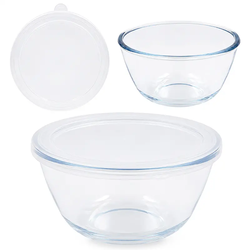 TIGELA DE VIDRO REDONDA BOWL COM TAMPA DE PLASTICO NEX COOK 800ML 8,5X15,5CM DE Ø