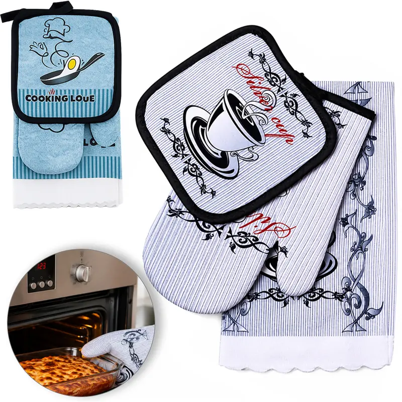 LUVA PARA COZINHA DE POLIESTER TERMICA COM DESCANSO DE PANELA + PANO NEX COOK