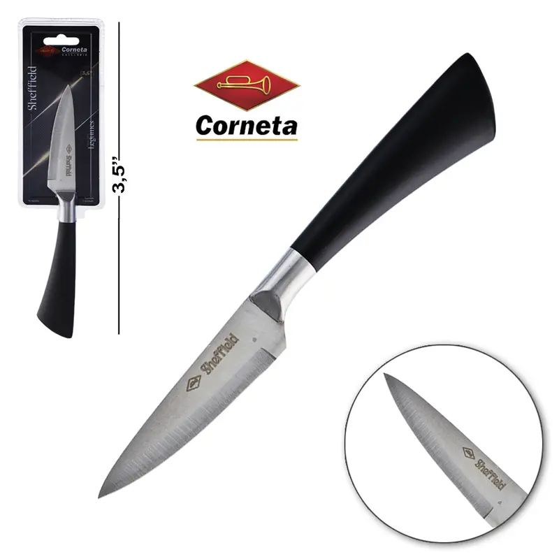 FACA DE LEGUMES DE INOX 3,5'' CABO PLASTICO PRETO SHEFFIELD
