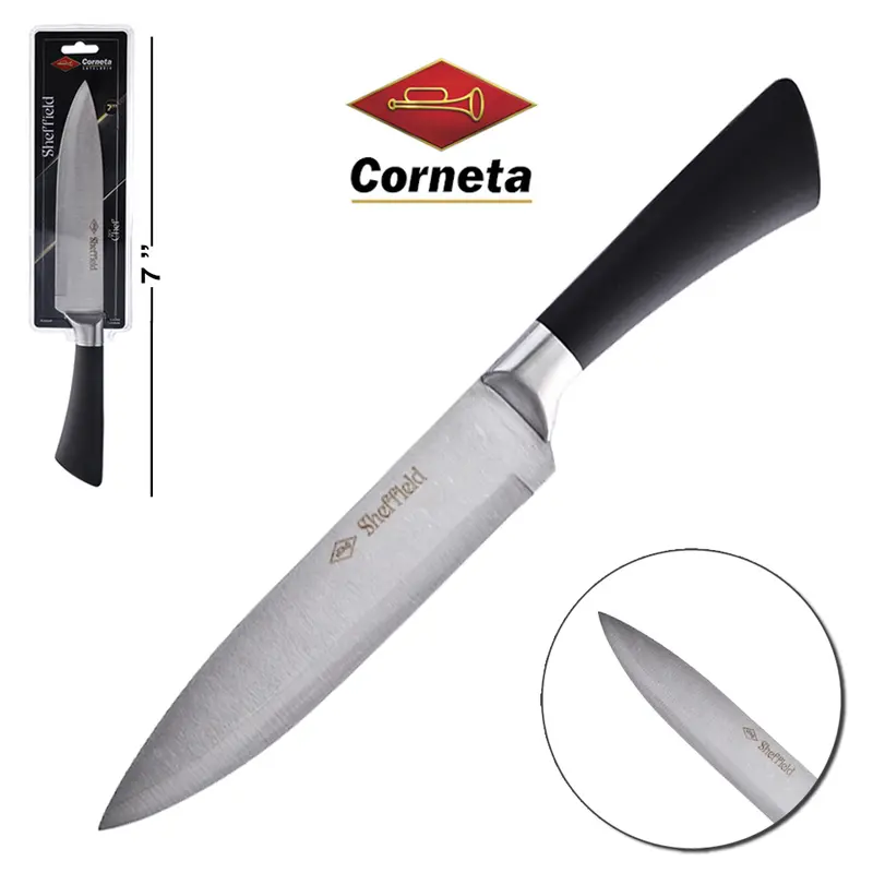 FACA DE CARNE / PEIXEIRA DE INOX 7'' CABO PLASTICO PRETO CHEF SHEFFIELD