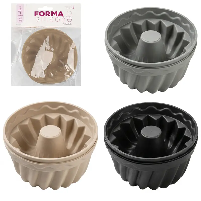 FORMA DE SILICONE REDONDA PARA CUPCAKE FACILITE.UD COM 10 PECAS 3X7CM DE Ø