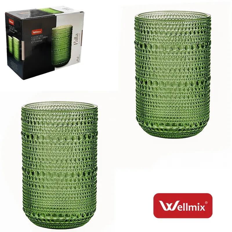 JOGO DE COPO DE VIDRO PREMIUM PALLA COLLECTION VERDE ESCURO COM 2 PECAS 450ML