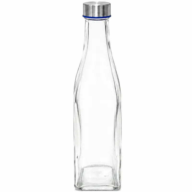 GARRAFA DE AGUA DE VIDRO COM TAMPA DE INOX 500ML