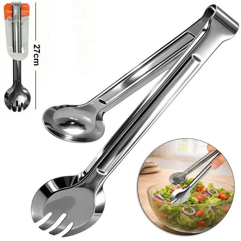 PEGADOR DE SALADA DE INOX CABO LONGO 27X6,5CM