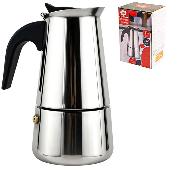 CAFETEIRA ITALIANA DE INOX 200ML PARA 4 XICARAS