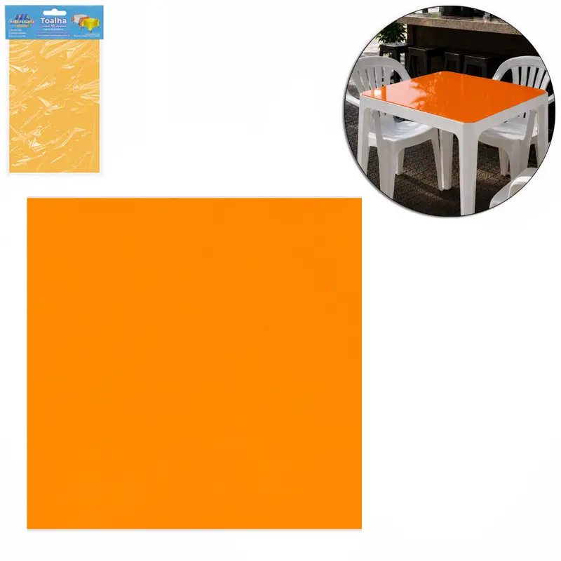 TOALHA PEROLADA OURO DE MESA DE PLASTICO QUADRADA COM 10 PECAS 70X70CM