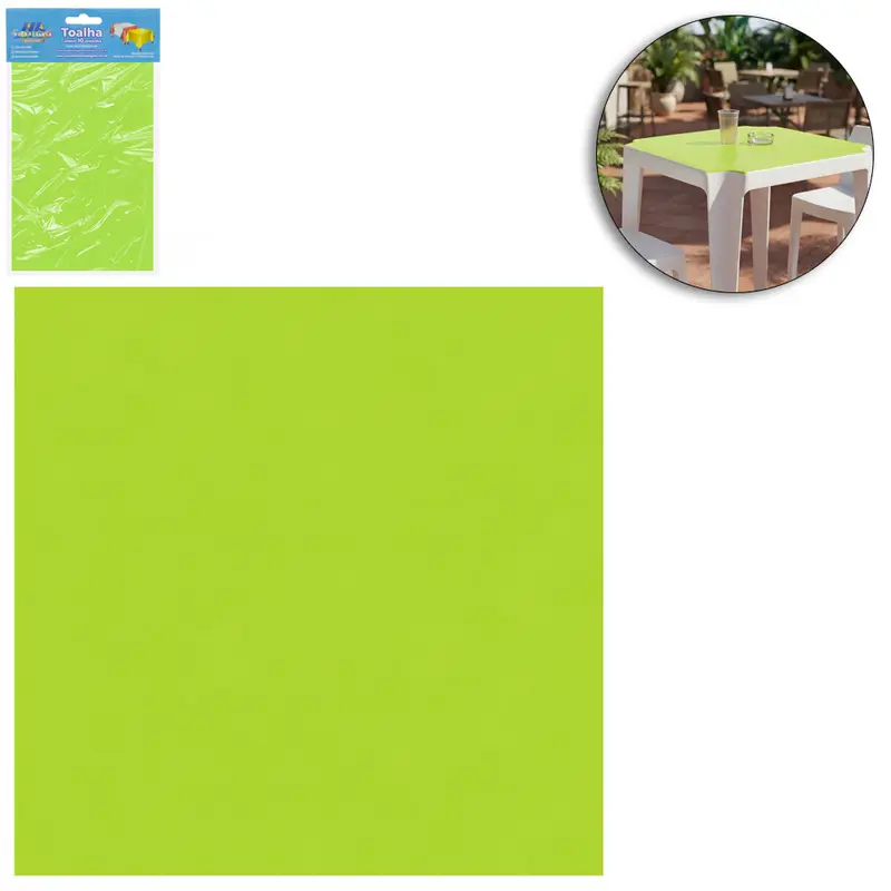 TOALHA PEROLADA VERDE CANA DE MESA DE PLASTICO QUADRADA COM 10 PECAS 70X70CM