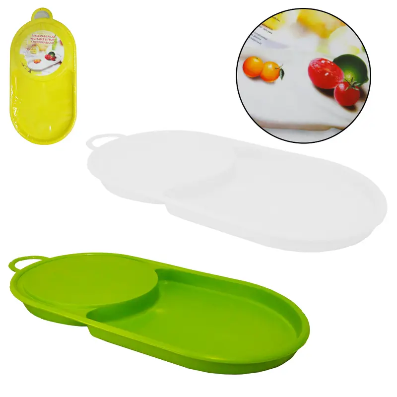 TABUA DE CORTE DE PLASTICO OVAL COM RESERVATORIO COLORS 41X21CM