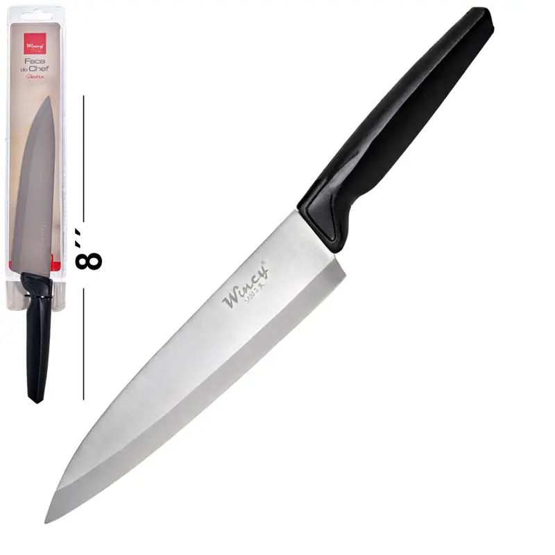 FACA DE COZINHA / PEIXEIRA DE INOX 8'' CABO PLASTICO PRETO CHEF UMBRA