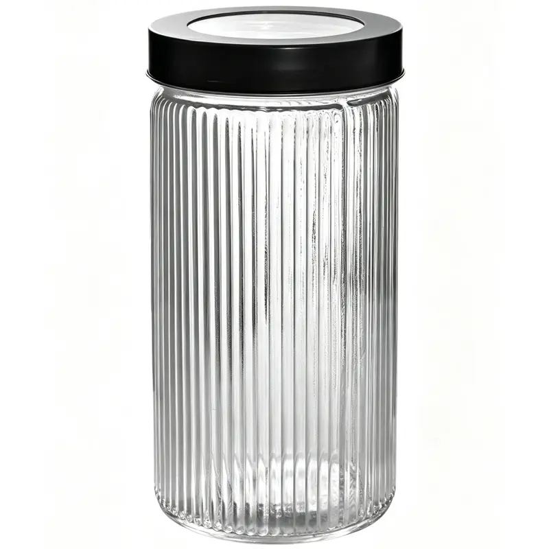 POTE DE VIDRO REDONDO COM TAMPA DE METAL 1800ML
