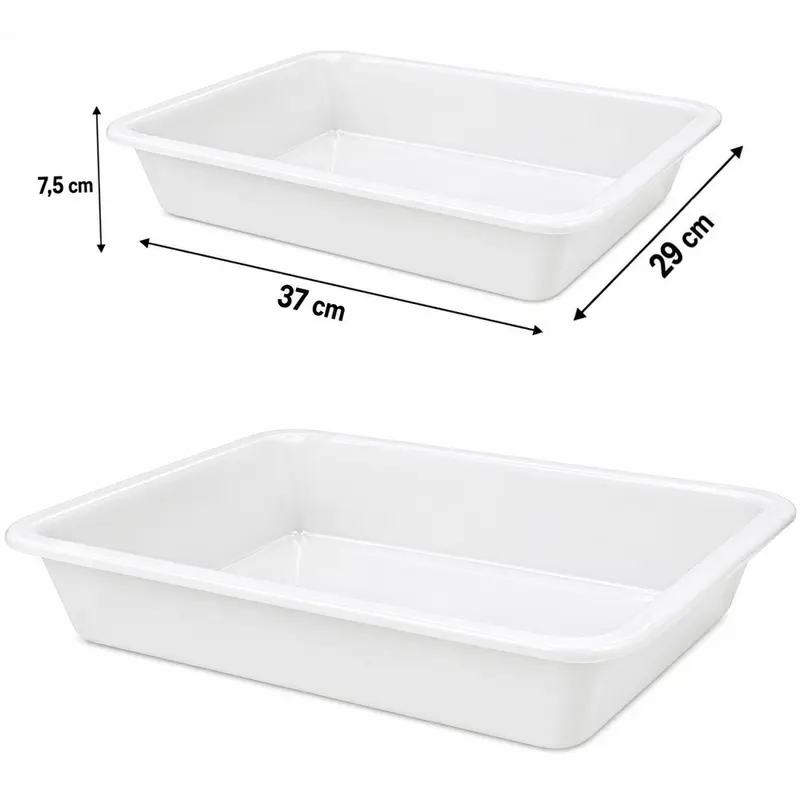 BANDEJA DE PLASTICO RETANGULAR LEITOSA MULTIUSO COM ALCA 5,5L 37X29X7,5CM
