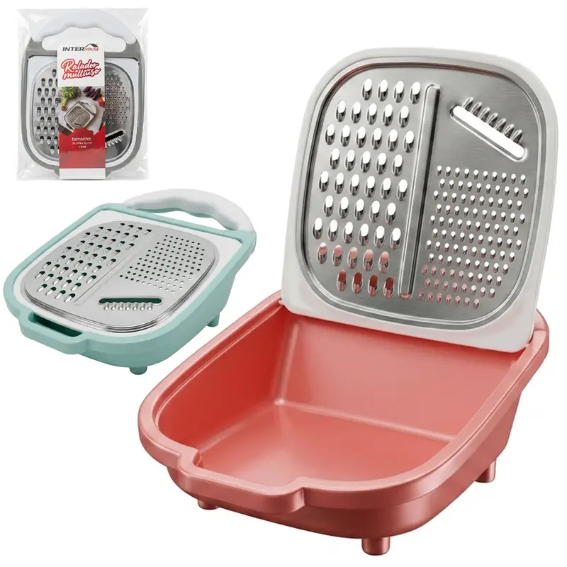 RALADOR 1 FACE DE INOX COM RESERVATORIO DE PLASTICO INTER HOUSE 26,5X18,5X8CM