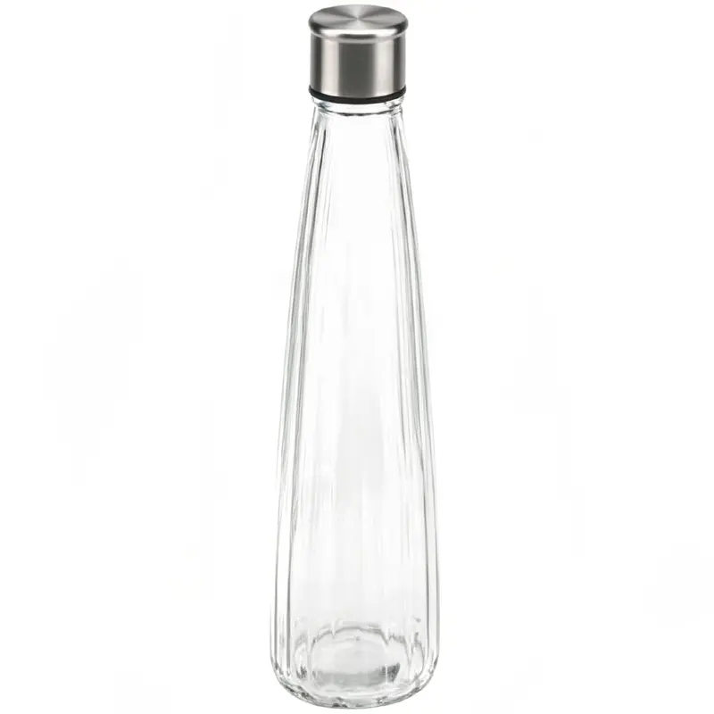 GARRAFA DE AGUA DE VIDRO RIVIERA COM TAMPA DE INOX 750ML