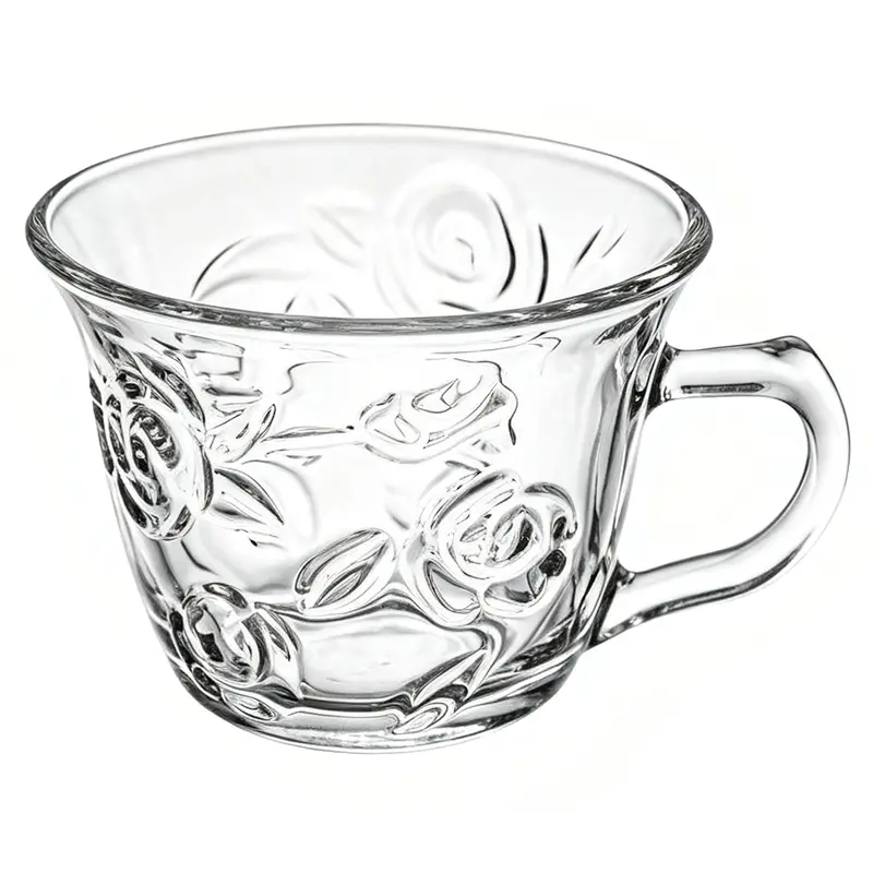 CANECA XICARA DE VIDRO PARA CHA ROSA SODA LIME 170ML
