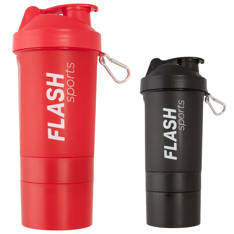 COQUETELEIRA SHAKEIRA DE PLASTICO COM MISTURADOR / ESFERA / PENEIRA E MOSQUETAO + COMPARTIMENTO 3 EM 1 500ML