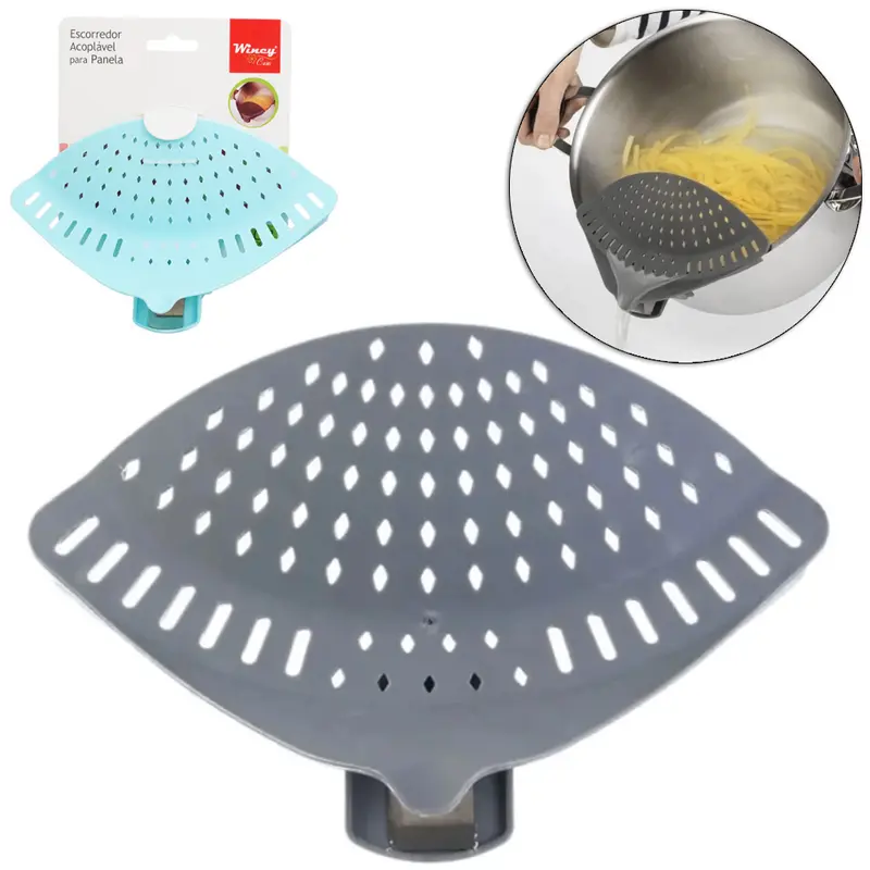 ESCORREDOR DE PLASTICO ACOPLAVEL BORDA PANELA COM CLIP 18X11CM