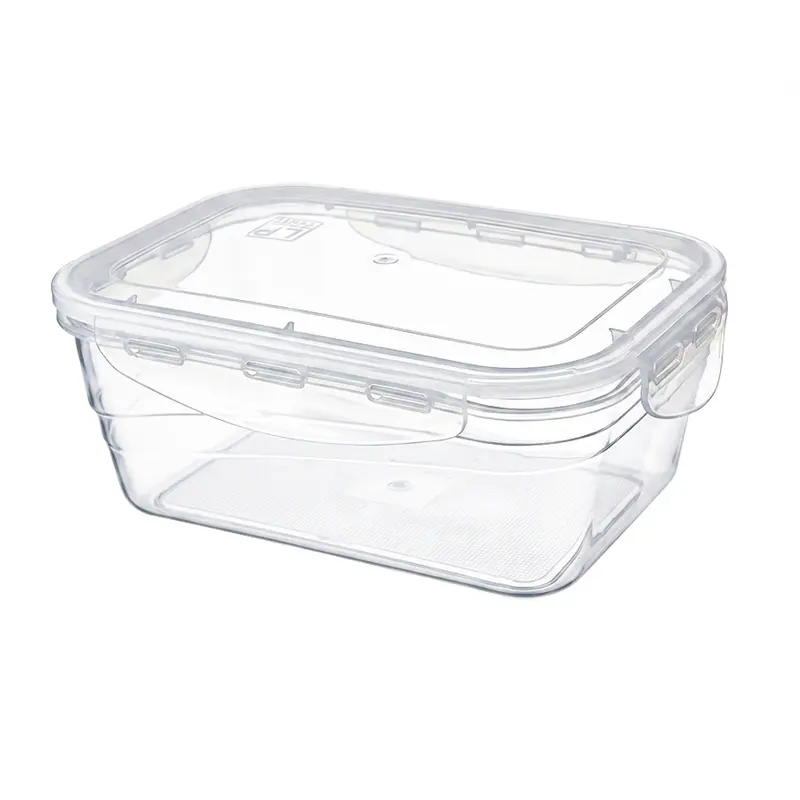 POTE DE PLASTICO RETANGULAR COM TAMPA HERMETICA E TRAVA 500ML 15X11X5,5CM