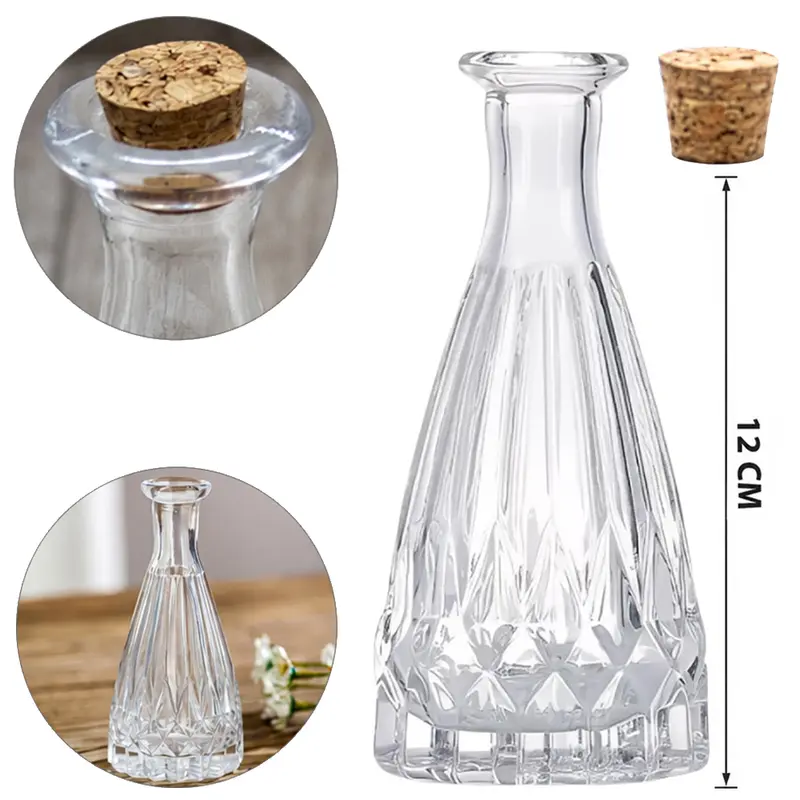 FRASCO DECORATIVO DE VIDRO REDONDO COM TAMPA CORTICA 100ML