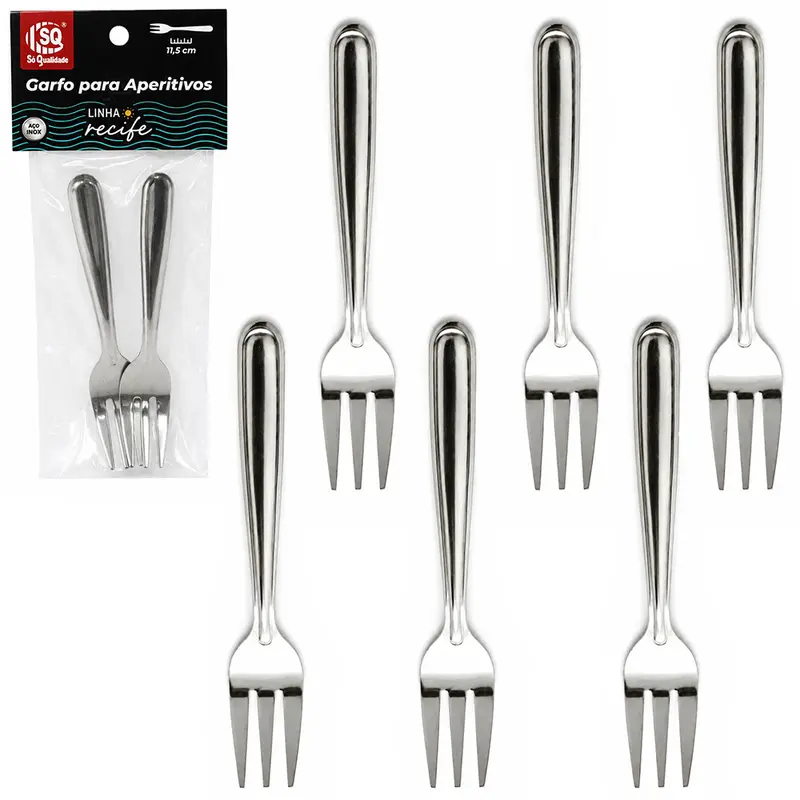 GARFO / GARFINHO P/APERITIVOS / FRUTAS E PETISCOS DE INOX RECIFE COM 6 PECAS 11,5CM