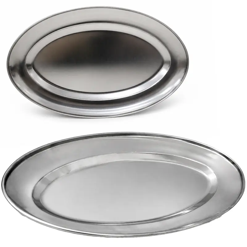 BANDEJA TRAVESSA DE INOX OVAL RASA 34X21CM