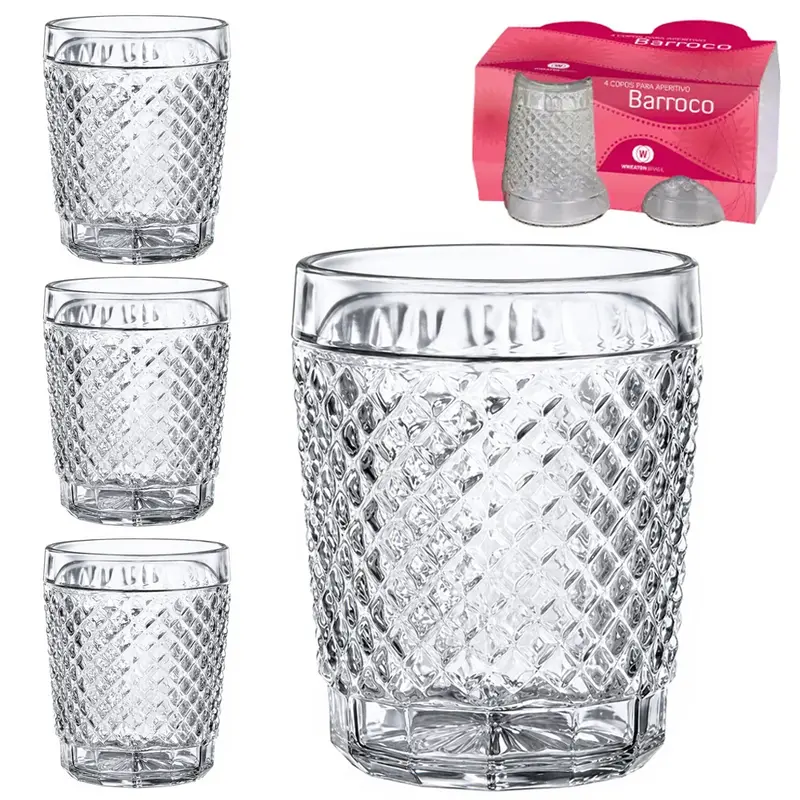 JOGO DE COPO DE VIDRO DOSE / SHOT BARROCO 100ML