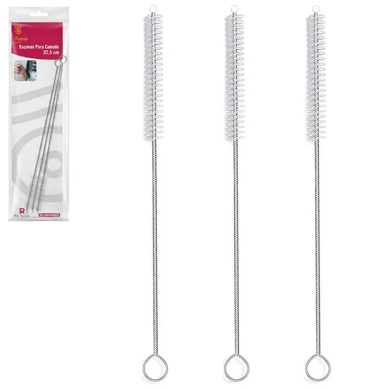 ESCOVA HIGIENICA PARA LIMPEZA DE CANUDOS COM 3 PECAS 22,5CM