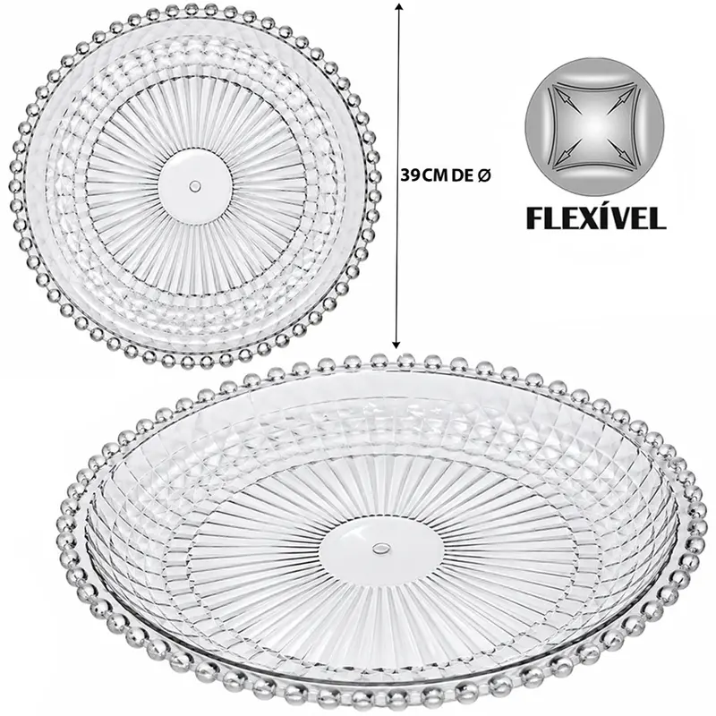 BANDEJA ORGANIZADOR DE PLASTICO PET FLEXIVEL REDONDA PEROLA 3,5X39CM DE Ø
