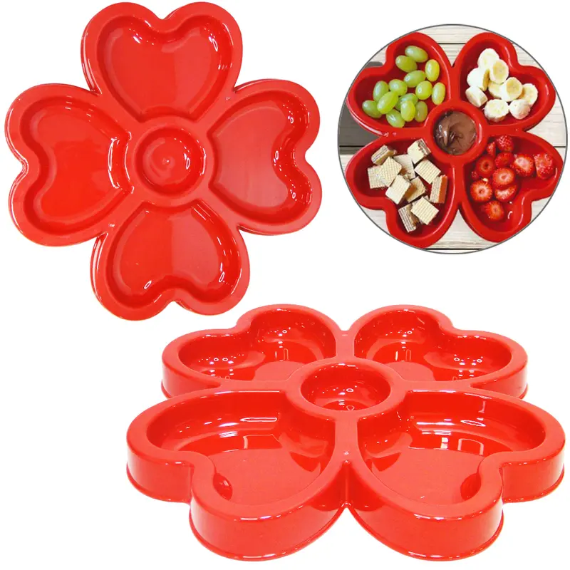 PETISQUEIRA DE PLASTICO TREVO COM 5 DIVISORIAS VERMELHO 30X30CM