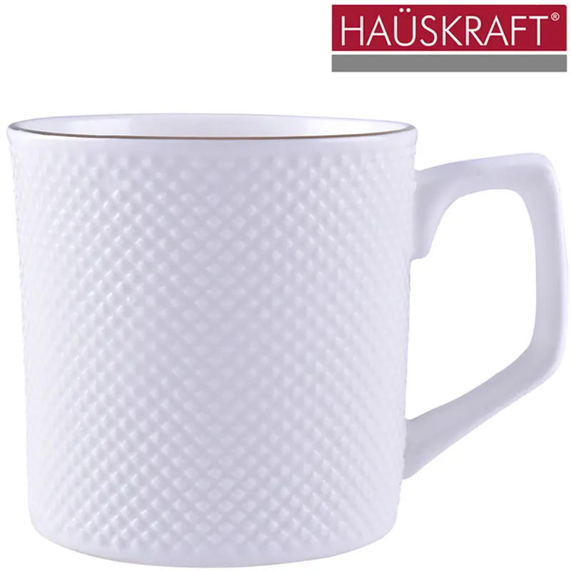CANECA DE PORCELANA COM BORDA DOURADA BONE CHINA RENNES HAUSKRAFT PREMIUM 210ML