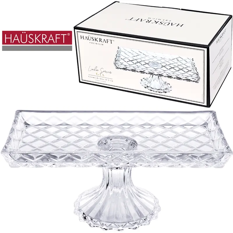 CENTRO DE MESA DE VIDRO RETANGULAR COM PE LINHA SERVIR GIA HAUSKRAFT PREMIUM 28,5X14,5X11,5CM