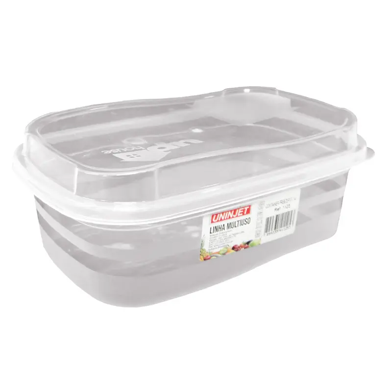 POTE DE PLASTICO RETANGULAR COM TAMPA 1,4L