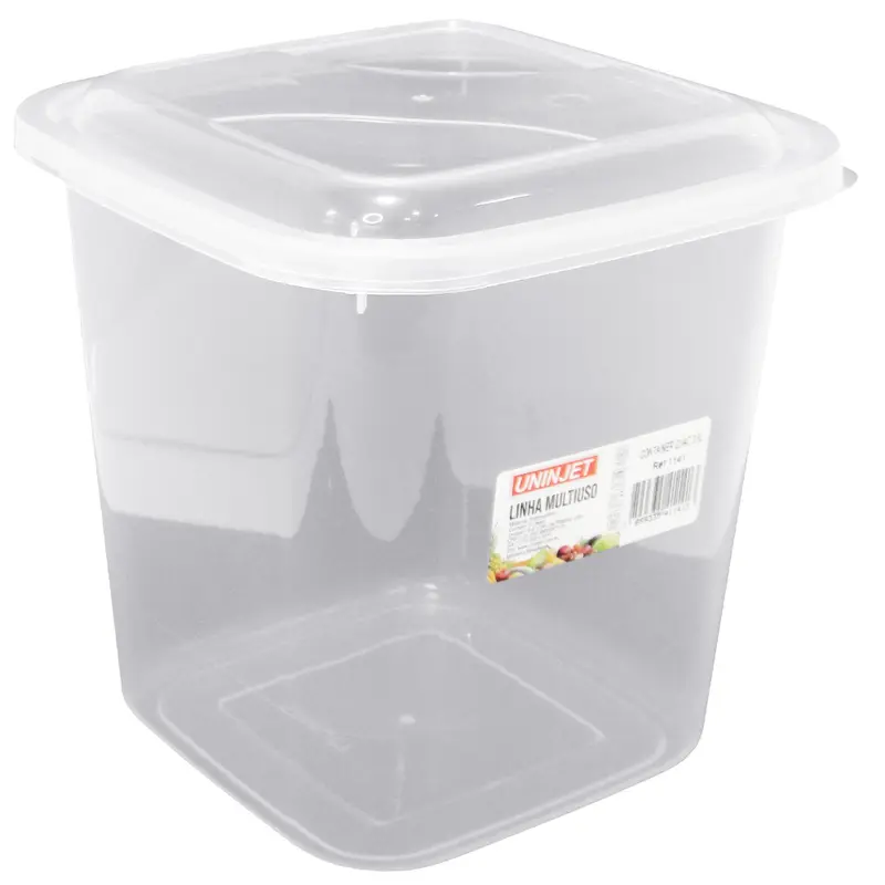 POTE DE PLASTICO QUADRADO ALTO COM TAMPA 3,5L