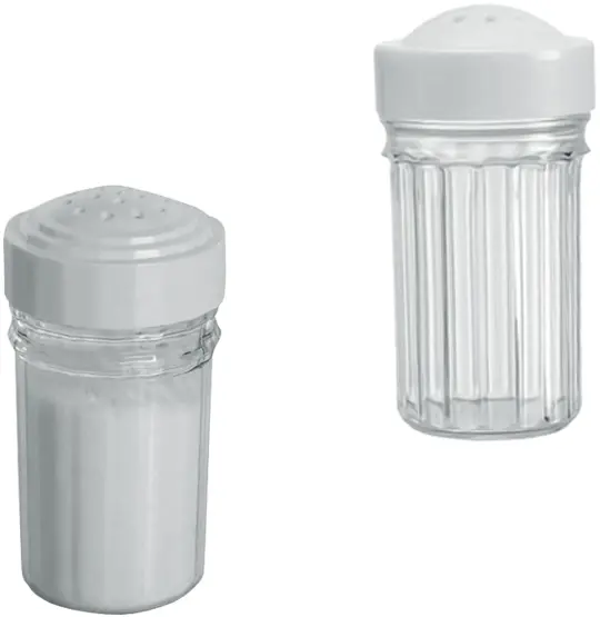 SALEIRO DE MESA DE ACRILICO COM TAMPA DE PLASTICO BRANCA 7,5X4CM