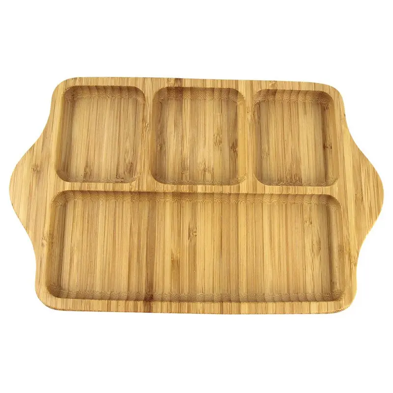 PETISQUEIRA DE BAMBU RETANGULAR COM 4 DIVISORIAS 27,5X17,5CM