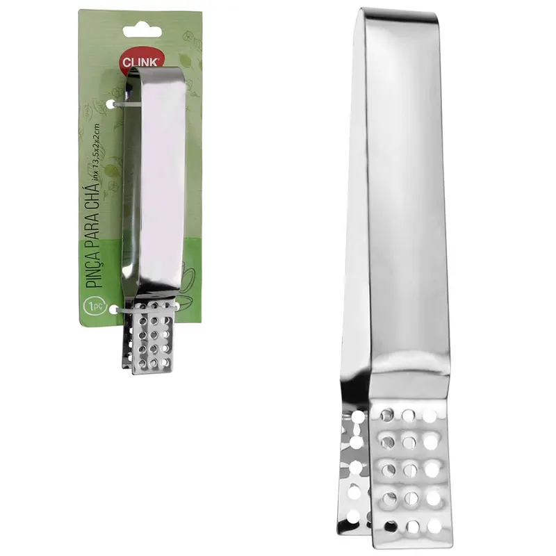 PEGADOR MULTIUSO / PINCA PARA CHA DE INOX 13,5X2CM NA CARTELA