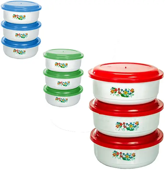 CONJUNTO DE POTE DE PLASTICO REDONDO COM TAMPA COLORS 3 PECAS 750ML