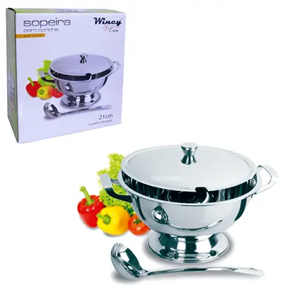 SOPEIRA COM PE + ALCA + TAMPA E CONCHA DE INOX
