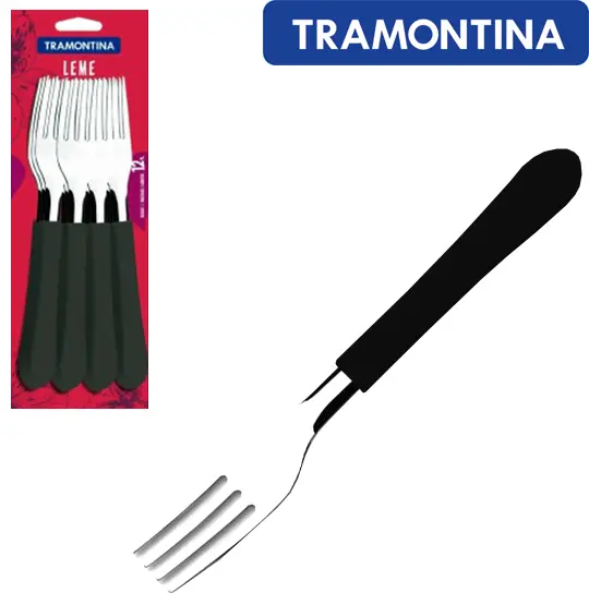 GARFO DE MESA DE INOX CABO PRETO COM 12 PECAS LEME