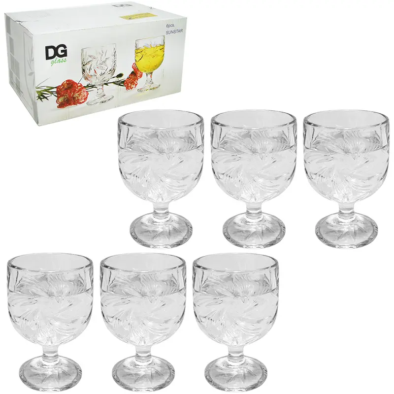 JOGO DE TACA DE VIDRO PARA VINHO SUNSTAR COM 6 PECAS 255ML NA CAIXA
