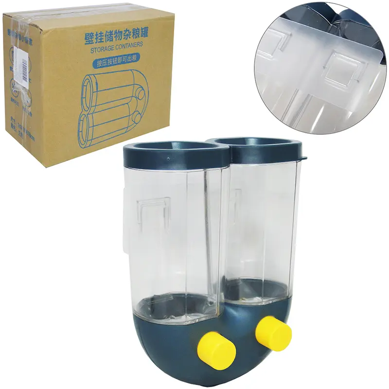 DISPENSER PORTA CEREAL DUPLO DE PAREDE DE ACRILICO COM AUTOADESIVO 22X16,5X10CM