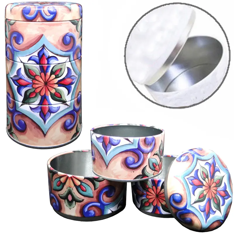 CONJUNTO DE POTE DE LATA REDONDO EMPILHAVEL COM TAMPA 3 PECAS 750ML