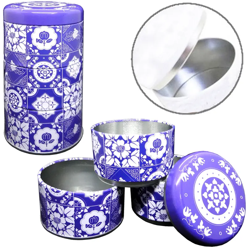 CONJUNTO DE POTE DE LATA REDONDO EMPILHAVEL COM TAMPA 3 PECAS 750ML